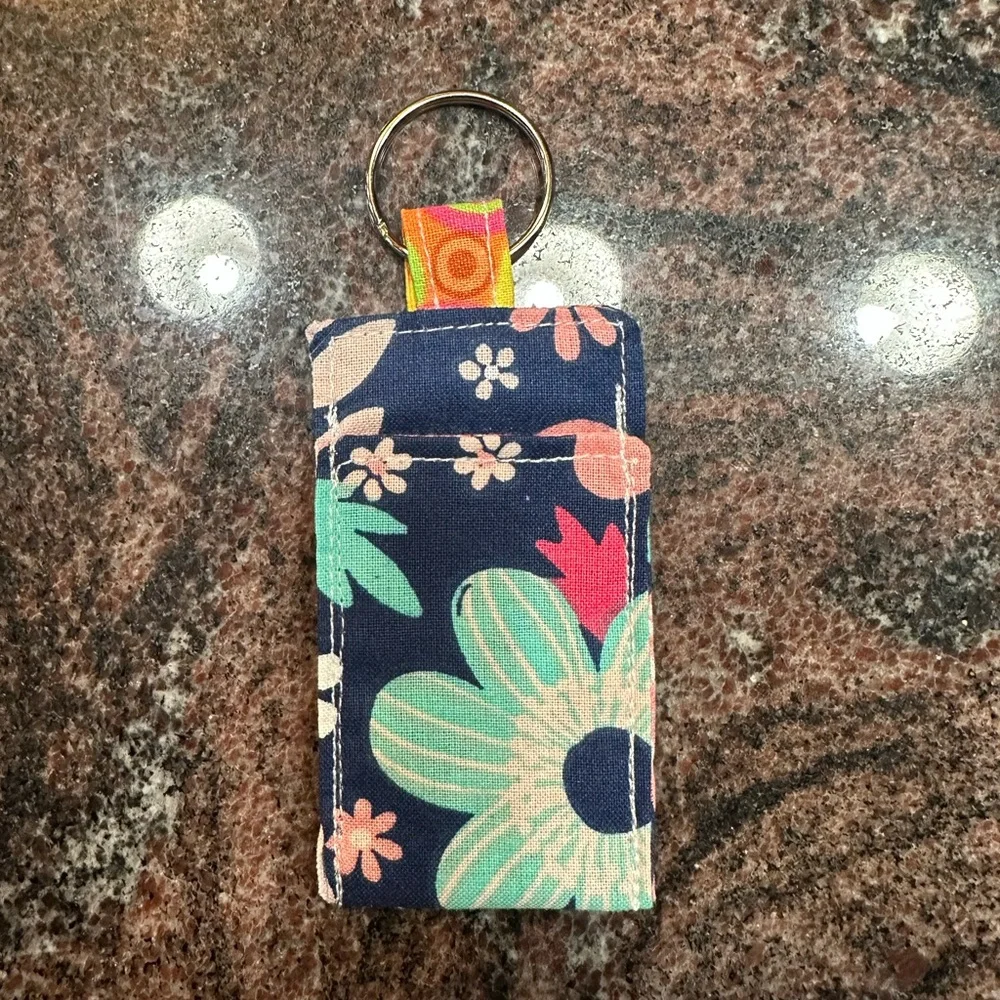 Handmade lip balm holder keychain- floral print